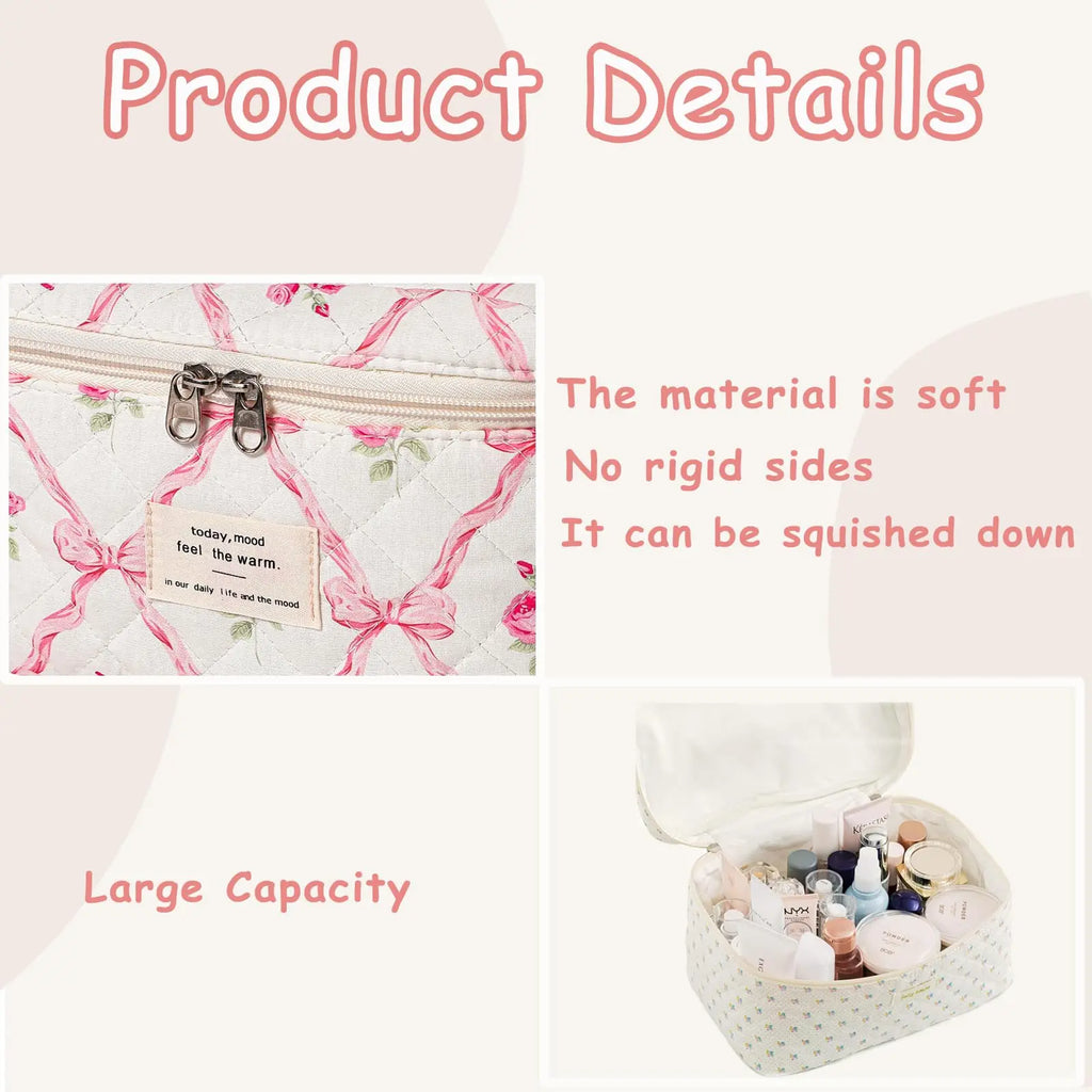 ✨ Cute Quilted Cotton Makeup Bag ✨