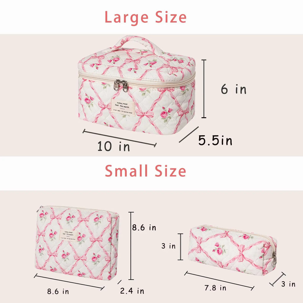✨ Cute Quilted Cotton Makeup Bag ✨
