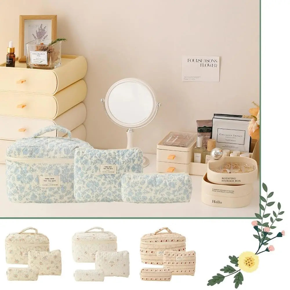 ✨ Cute Quilted Cotton Makeup Bag ✨