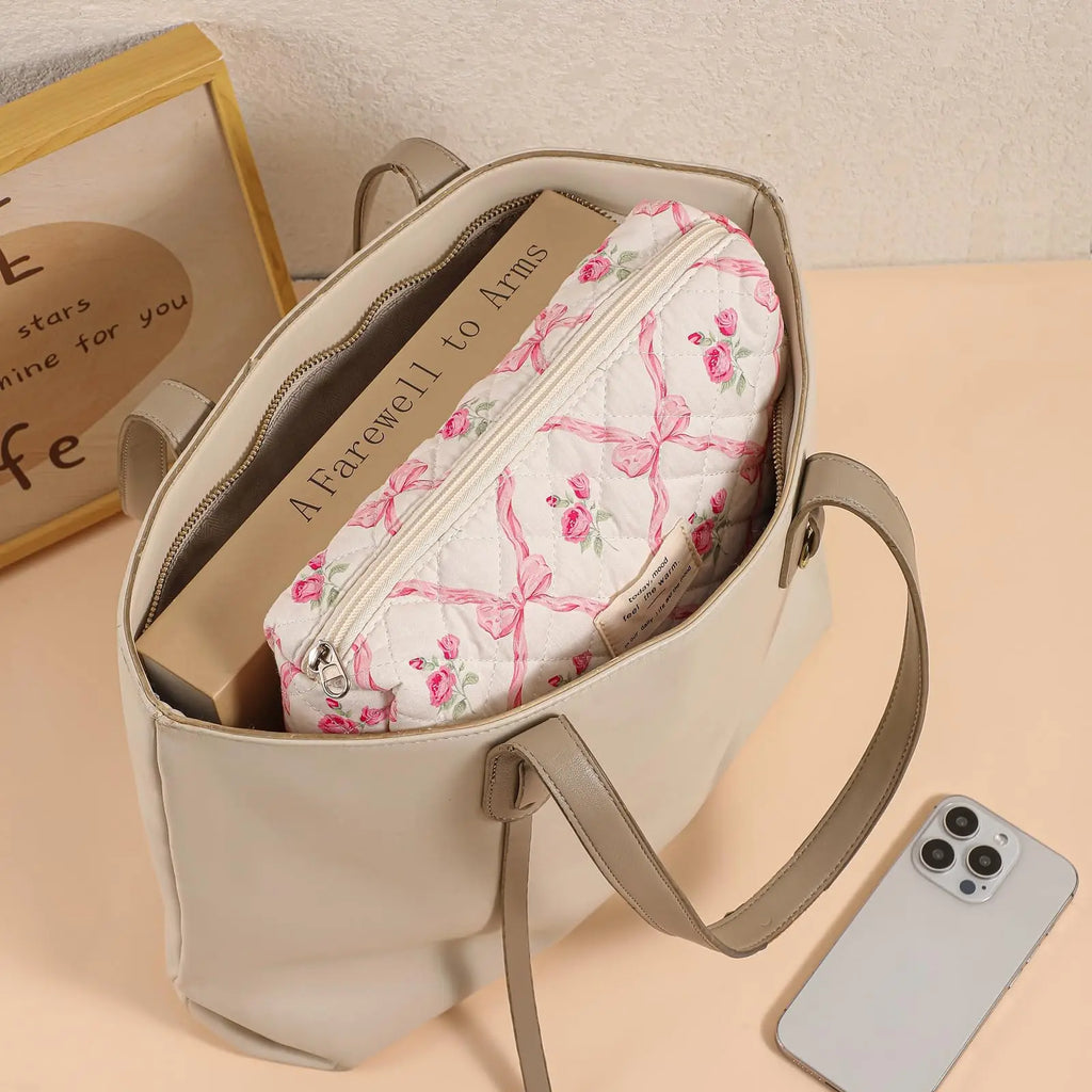 ✨ Cute Quilted Cotton Makeup Bag ✨