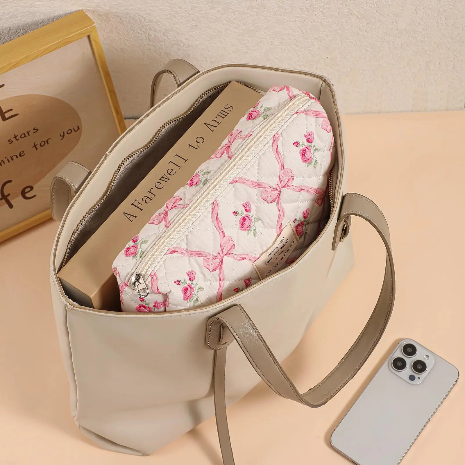 ✨ Cute Quilted Cotton Makeup Bag ✨