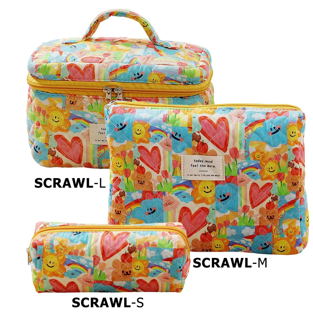 ✨ Cute Quilted Cotton Makeup Bag ✨